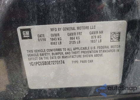 2014 Chevrolet Cruze 1Lt Auto z USA, uszkodzony, nr VIN 1G1PC5SB9E7270174